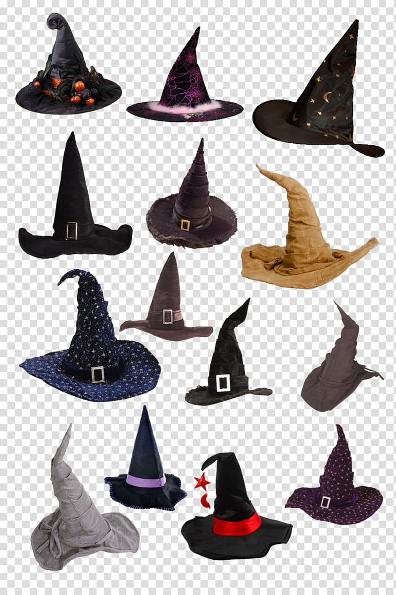 bruja sombrero, assorted-color witch hat lot transparent background PNG clipart