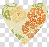 Hearts, orange, yellow ,and green floral heart decor transparent background PNG clipart