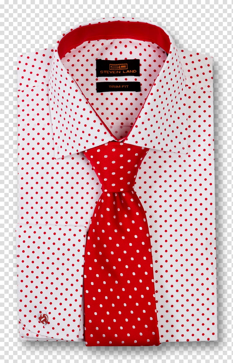 Red, DRESS Shirt, Polka Dot, Tshirt, Cuff, Collar, Suit, Sleeve transparent background PNG clipart