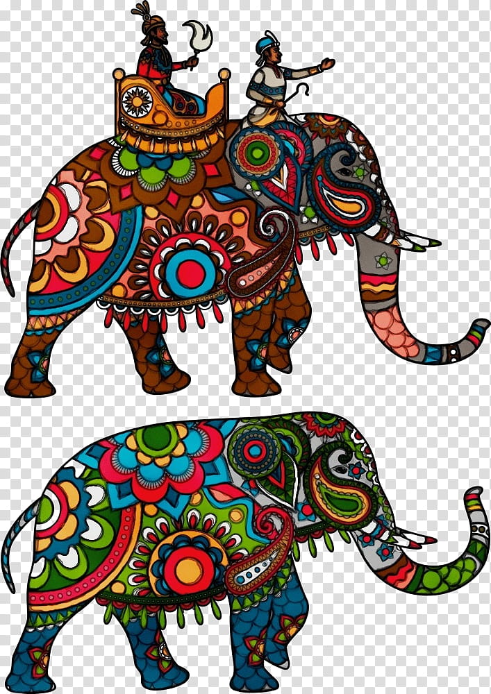 Indian elephant, Watercolor, Paint, Wet Ink, Animal Figure, African Elephant transparent background PNG clipart