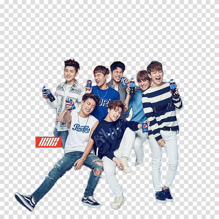 IKON x PEPSI RENDERS , iKon boy group holding Pepsi bottles transparent background PNG clipart