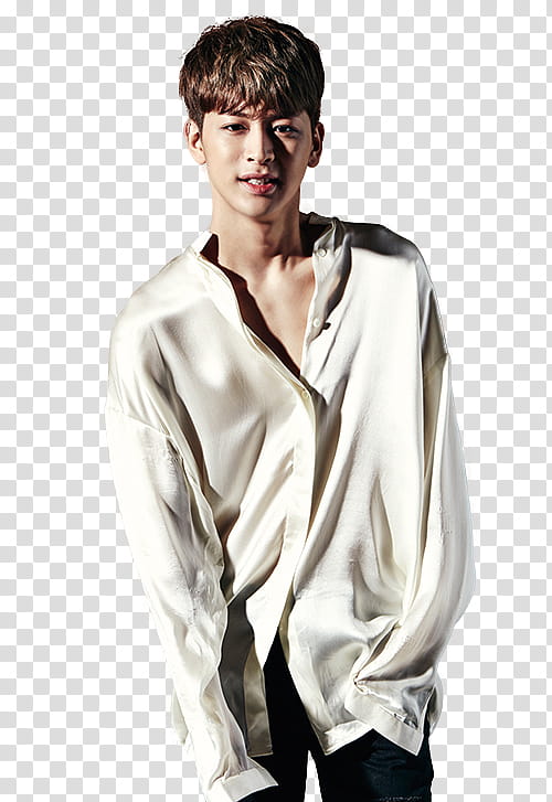 iKON, man in white button-up collared long-sleeved shirt transparent background PNG clipart