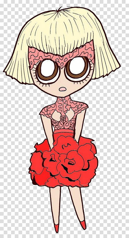 Caricaturas Lady Gaga, woman wearing red and pink dress animated transparent background PNG clipart