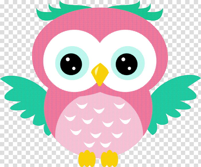 owl pink green cartoon bird, Bird Of Prey transparent background PNG clipart