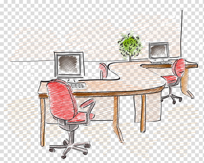 Study, Table, Desk, Computer, Room, Interior Design Services, Biuras, Office transparent background PNG clipart