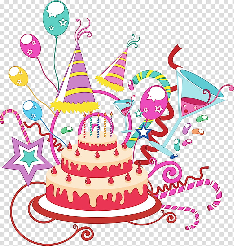 Happy Birthday, Watercolor, Paint, Wet Ink, Birthday
, Carte Danniversaire, Happy Birthday
, Birthday Cake transparent background PNG clipart