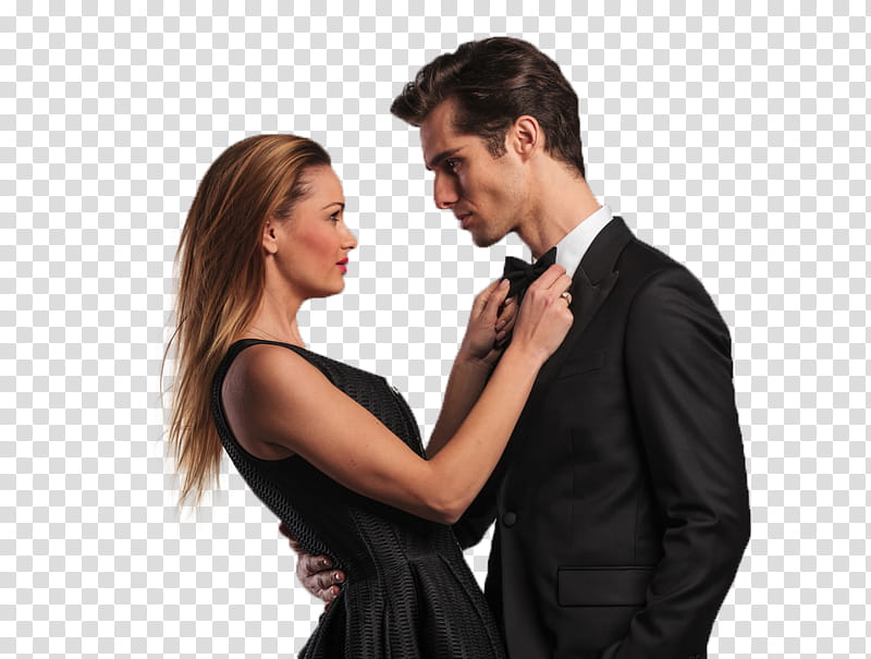 COUPLE , cutout of woman holding man's bowtie transparent background PNG clipart