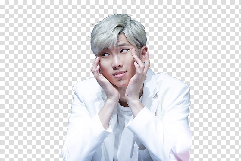 kim namjoon , man in white notched lapel suit jacket transparent background PNG clipart
