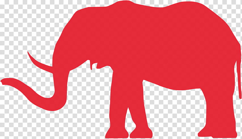 Indian Elephant, Republican Party, Conservatism, Red, Pink, Snout, Tail, Silhouette transparent background PNG clipart