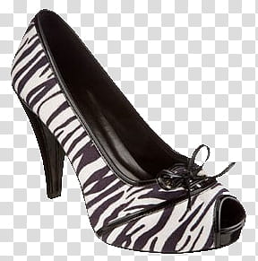 Zebra Related brushes, unpaired black and white zebra-pattern peep-toe platform pump transparent background PNG clipart