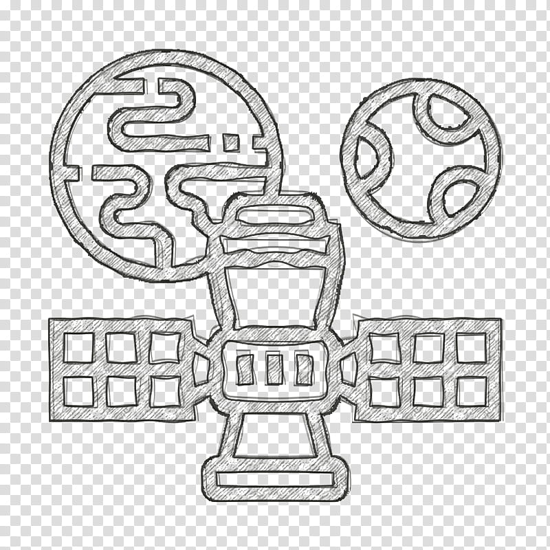 Astronautics Technology icon Orbit icon Satellite icon, Line Art, Text, Coloring Book transparent background PNG clipart