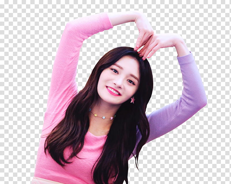 PRISTIN Kyulkyung , woman forming heart with hands transparent background PNG clipart