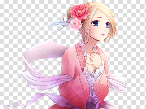 Render  Special Kagamine, female character pink dress and blonde hair transparent background PNG clipart