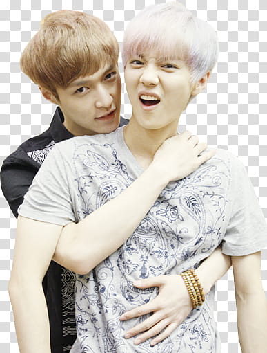 EXO LuLay, man hugging another man from his back transparent background PNG clipart