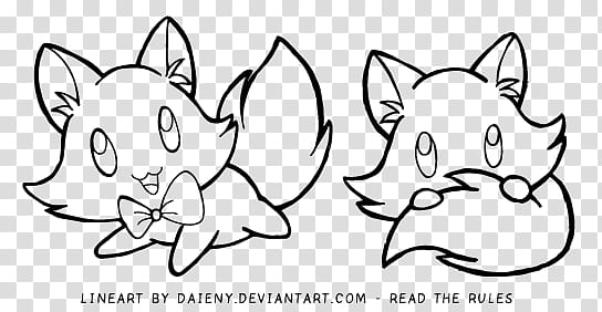 Free Cute Lineart Chibi Fox transparent background PNG clipart