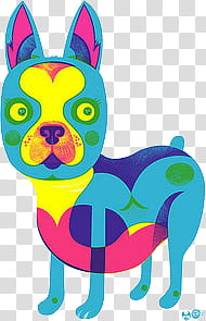 ANIMALS, blue and pink dog transparent background PNG clipart