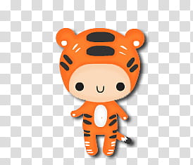 orange, black, and white tiger cartoon character transparent background PNG clipart