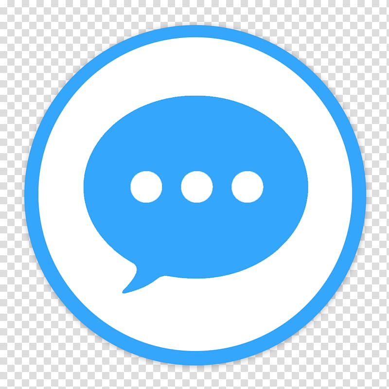 Flader  default icons for Apple app Mac os X, Messages v, white and blue chat logo transparent background PNG clipart