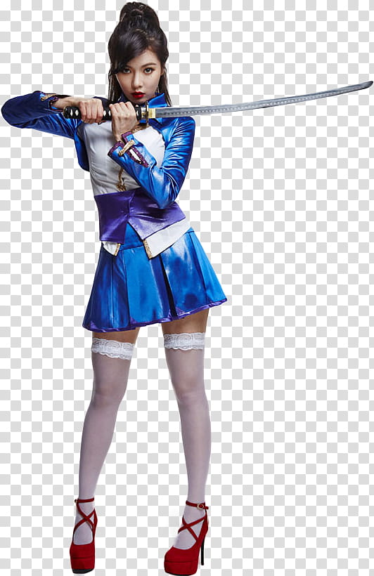 HyunA Mystic Fighter, woman holding katana sword transparent background PNG clipart
