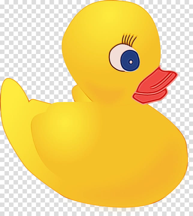 Duck Yellow Beak Cartoon Design, Watercolor, Paint, Wet Ink, Material, Rubber Ducky, Bath Toy, Ducks Geese And Swans transparent background PNG clipart