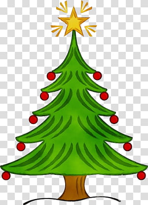 Christmas tree, Watercolor, Paint, Wet Ink, Christmas Decoration, Colorado Spruce, Oregon Pine, Christmas Ornament transparent background PNG clipart thumbnail