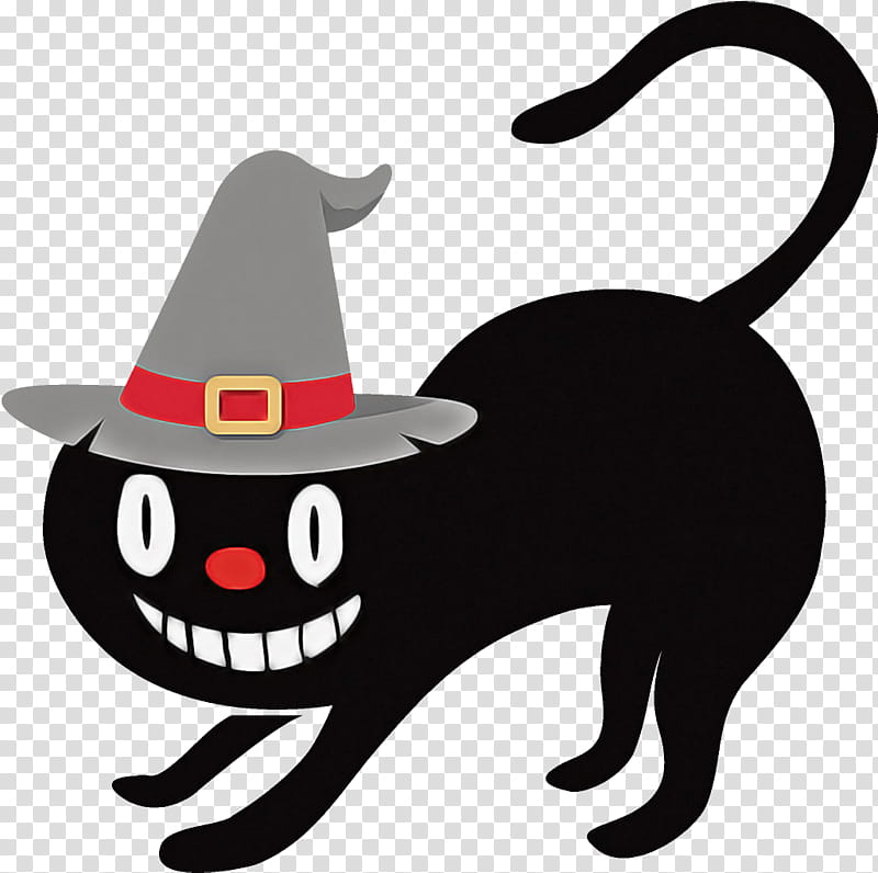 black cat halloween cat, Halloween , Cartoon, Hat, Witch Hat, Headgear, Small To Mediumsized Cats, Tail transparent background PNG clipart