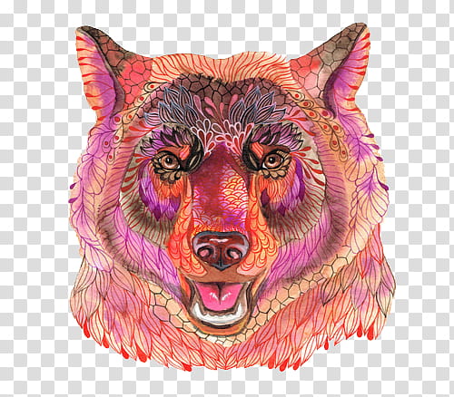 Hipster, pink, purple, and red wolf painting transparent background PNG clipart