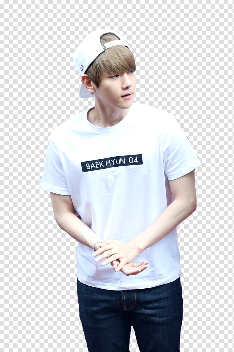 BAEKHYUN  SPAO FANSIGN, man wearing white cap transparent background PNG clipart