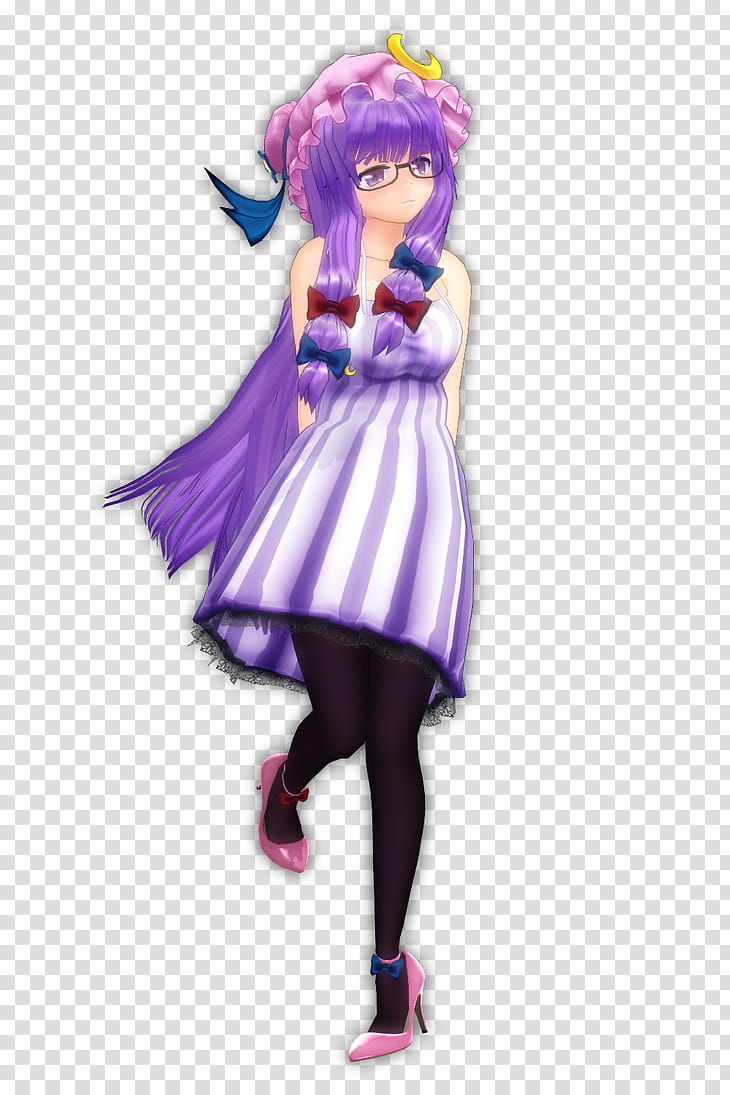 Casual Patchouli, woman character with purple long hair illustration transparent background PNG clipart