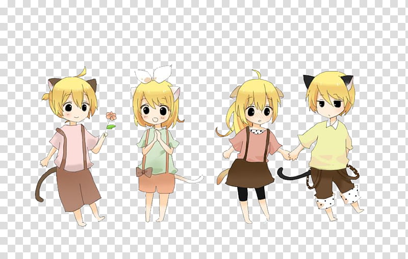 yellow-haired female cat girl anime character transparent background PNG clipart