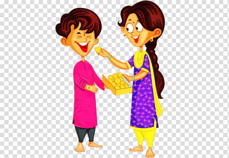 Festival, Raksha Bandhan, Bhai Dooj, Wish, Sibling, Cartoon, Interaction, Animation transparent background PNG clipart