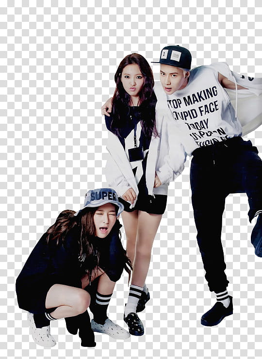 Red Velvet for High Cut with Taemin, man and women wearing black and white clothes transparent background PNG clipart