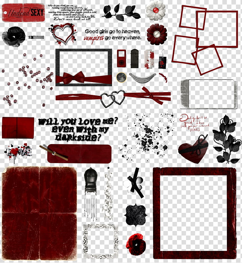 True Blood Vampire Word Art Clear Cut , brown frames and black flowers transparent background PNG clipart