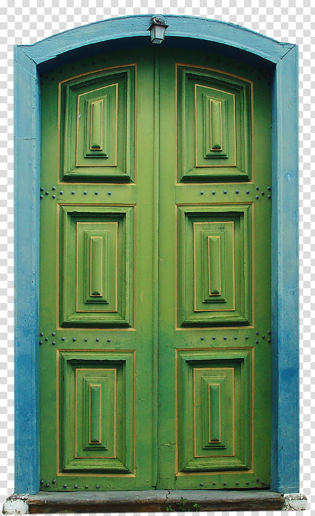 closed green wooden door transparent background PNG clipart