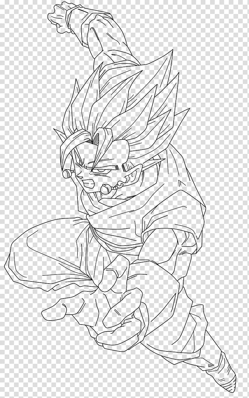 Super Vegito LINE ART, Son Goku illustration transparent background PNG clipart