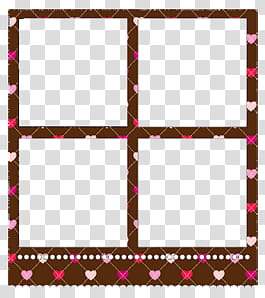 love, square brown and pink heart-print collage frame transparent background PNG clipart