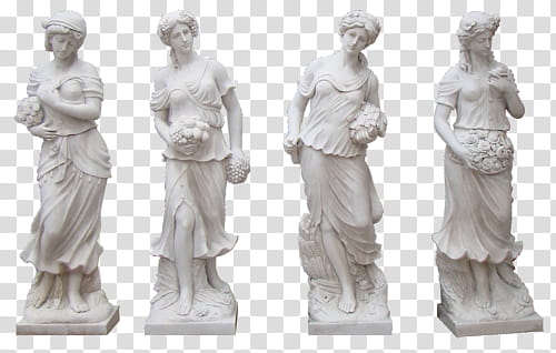 Aesthetic, four female white statues transparent background PNG clipart