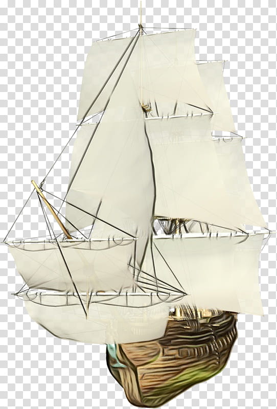 sailing ship boat vehicle galleon tall ship, Watercolor, Paint, Wet Ink, Caravel, Watercraft, Firstrate transparent background PNG clipart