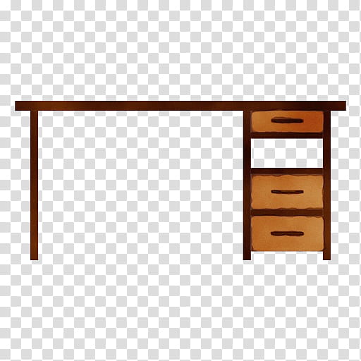 furniture desk table computer desk line, Watercolor, Paint, Wet Ink, Drawer, Writing Desk, Rectangle, Chest Of Drawers transparent background PNG clipart
