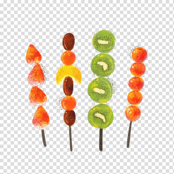 Lollipop, Tanghulu, Rock Candy, Food, Skewer, Fruit, Oblaat, Strawberry transparent background PNG clipart