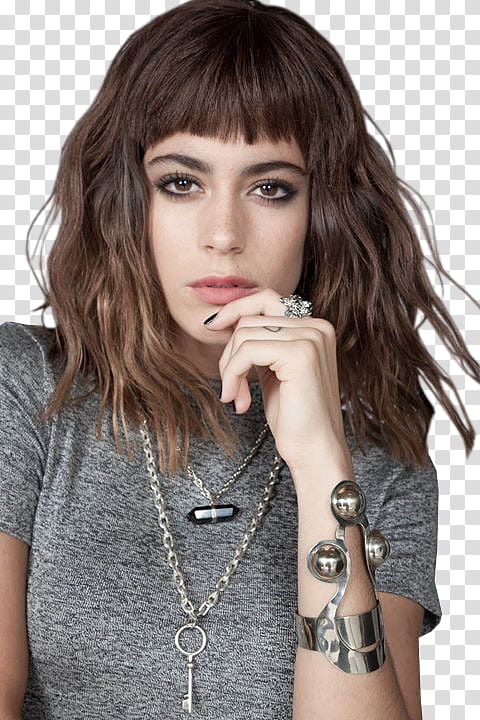 Martina Stoessel , woman touching her chin transparent background PNG clipart