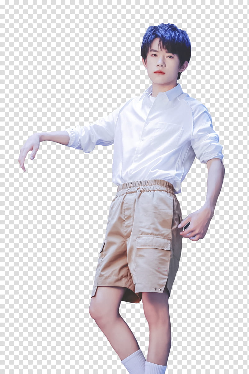 Share  TFBOYS, man in white button-up dress shirt and brown shorts transparent background PNG clipart