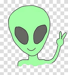 , green alien doing peace sign art transparent background PNG clipart