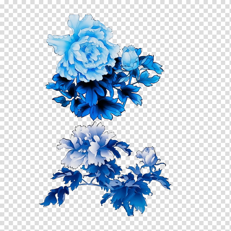 blue cobalt blue flower plant cut flowers, Watercolor, Paint, Wet Ink, Petal, Electric Blue, Hydrangea, Delphinium transparent background PNG clipart