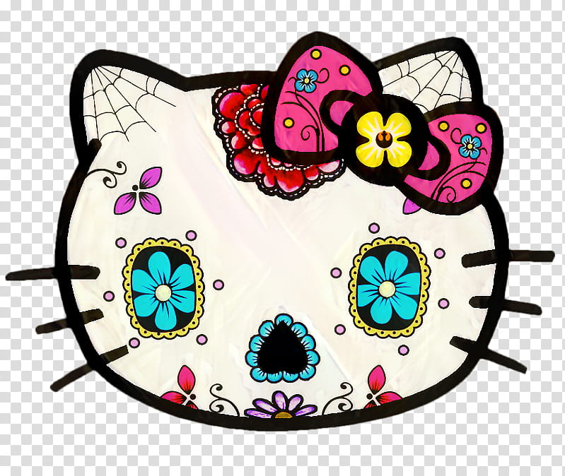Day Of The Dead Skull, Hello Kitty, Calavera, Decal, Sticker, Tattoo, Hello Kitty Car Decal, Candy transparent background PNG clipart
