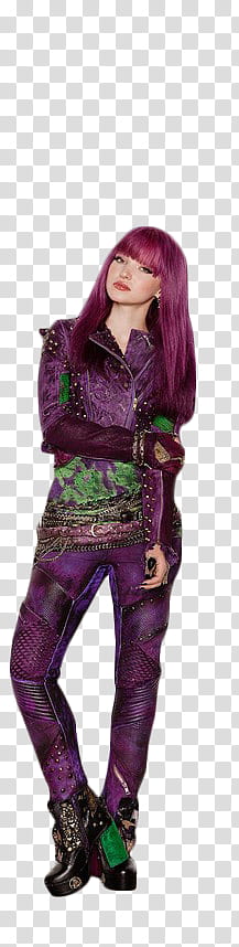 Descendants , woman wearing green and purple overalls transparent background PNG clipart