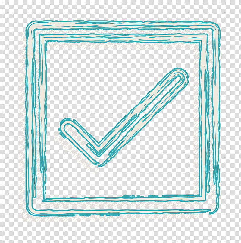 checkbox icon productivity icon selected icon, Shape Icon, Social Icon, Aqua, Turquoise, Line, Rectangle transparent background PNG clipart