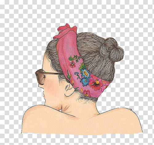Drawn Girls , woman wearing red and blue floral turban headband transparent background PNG clipart