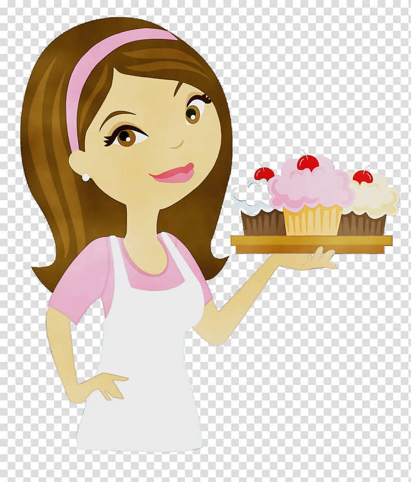 Pastry Chef Girls Watercolor Clipart Bundle, Transparent PNG, Girl