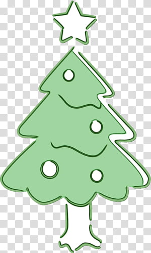 Christmas tree, Watercolor, Paint, Wet Ink, Oregon Pine, Green, Colorado Spruce, Christmas Decoration transparent background PNG clipart thumbnail